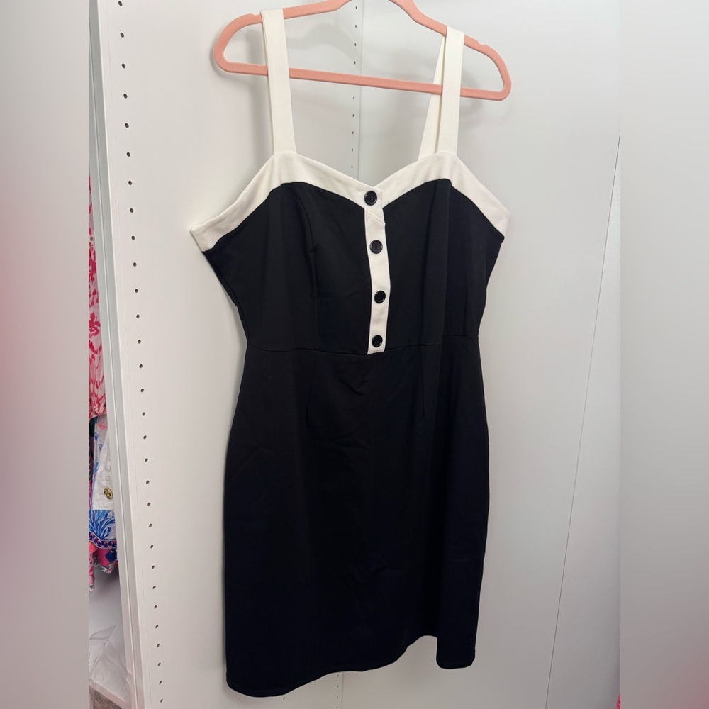 Modcloth Cream and Black Button-Up Dress